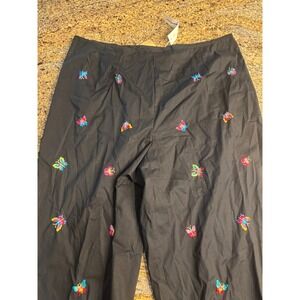 NWT‎ Edward Woman Embroidered Butterfly Pants Black Cotton Blend Size 16W